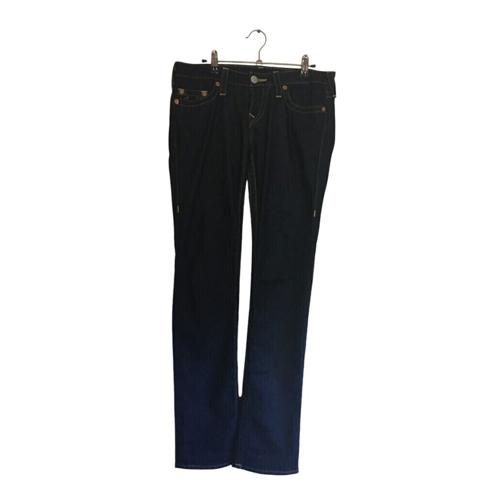 True Religion Jeans Women's Size 29 Dark Wash Blue Cotton Blend Straight Leg